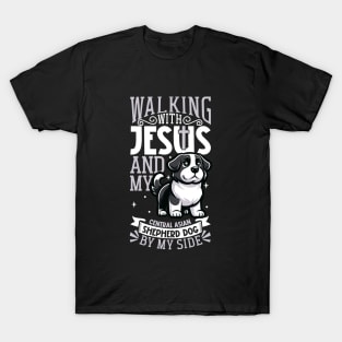 Jesus and dog - Central Asian Shepherd Dog T-Shirt